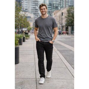 Paige Federal Men’s Black Slim Straight Jeans Size 34 x 33 GUC $229 USA